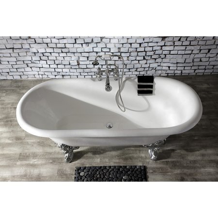 Aqua Eden Clawfoot Bathtubs, 72 L, 31.88 W, White/Polished Chrome, Cast Iron VCT7DE7232NL1